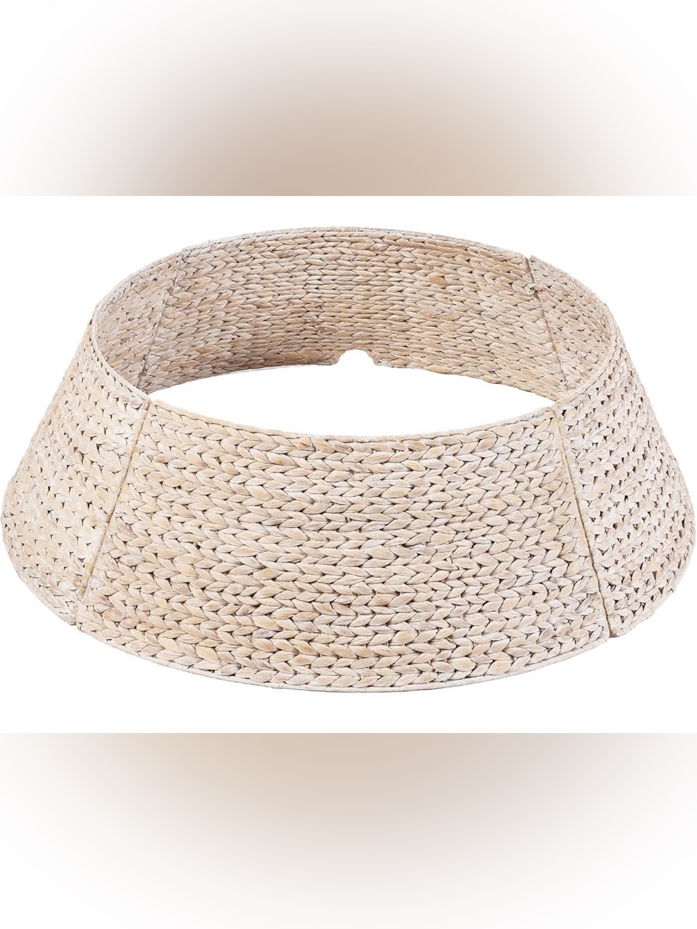 24in Christmas Tree Collar | Woven Hyacinth 3-Piece Holiday Rattan Tree Skirt